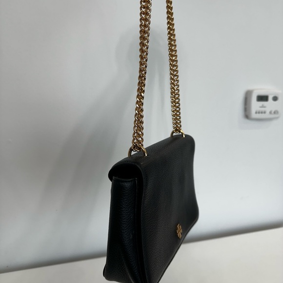 Tory Burch Black Pebbled Leather Chain Crossbody with Gold Hardware - Picture 3 of 14